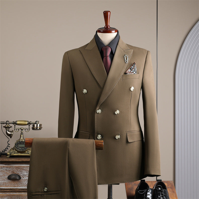 Double-Row Slim Fit Men's Business Suit