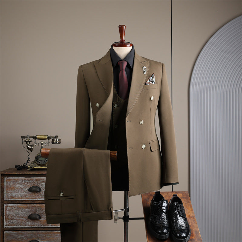 Double-Row Slim Fit Men's Business Suit