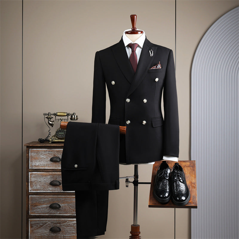 Double-Row Slim Fit Men's Business Suit