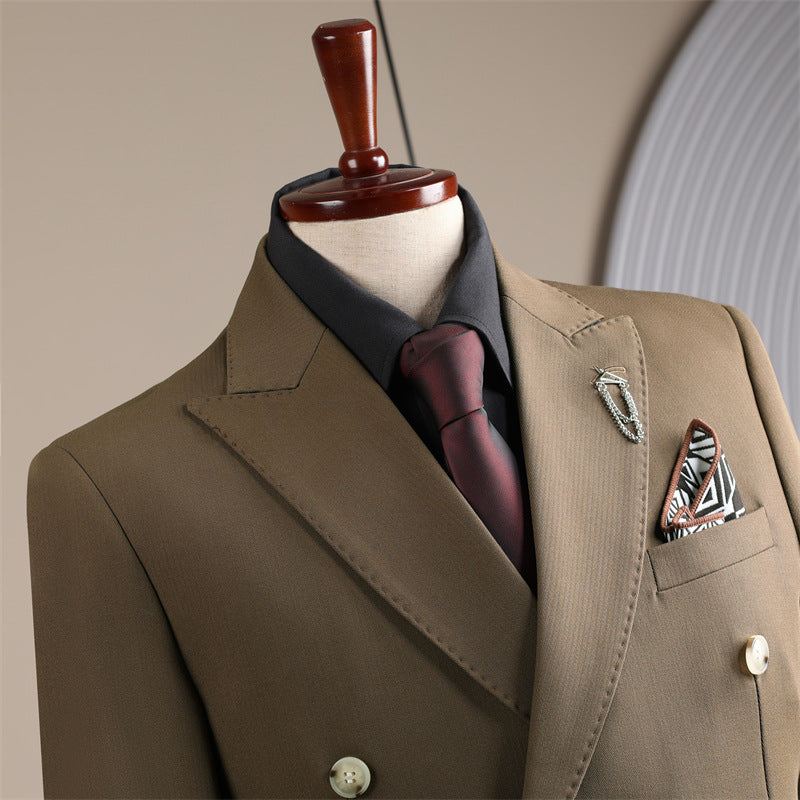 Double-Row Slim Fit Men's Business Suit