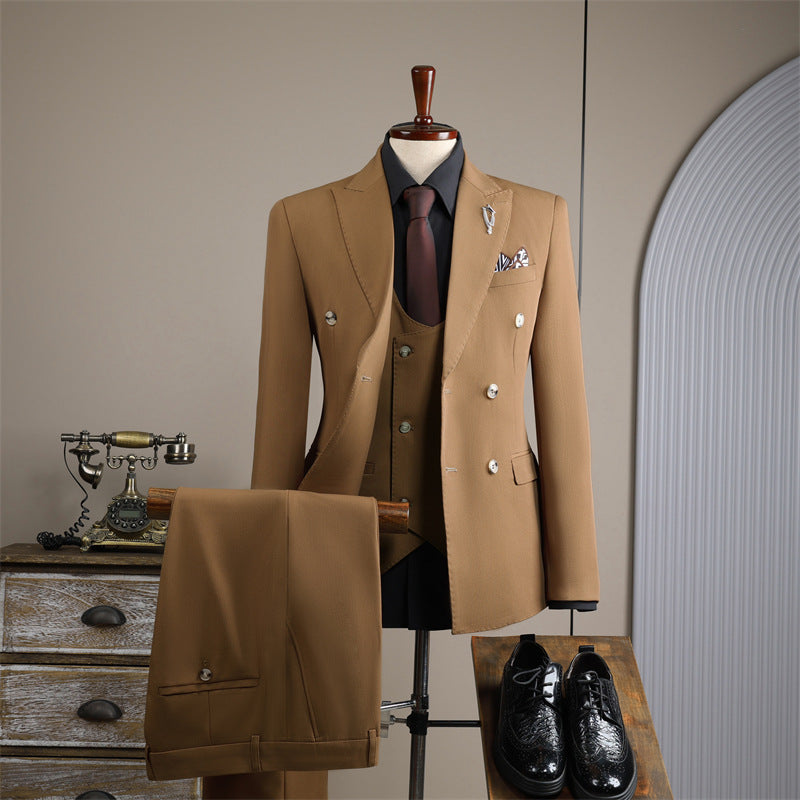 Double-Row Slim Fit Men's Business Suit
