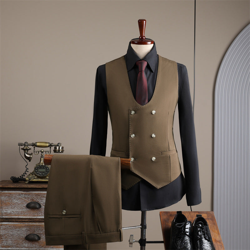 Double-Row Slim Fit Men's Business Suit