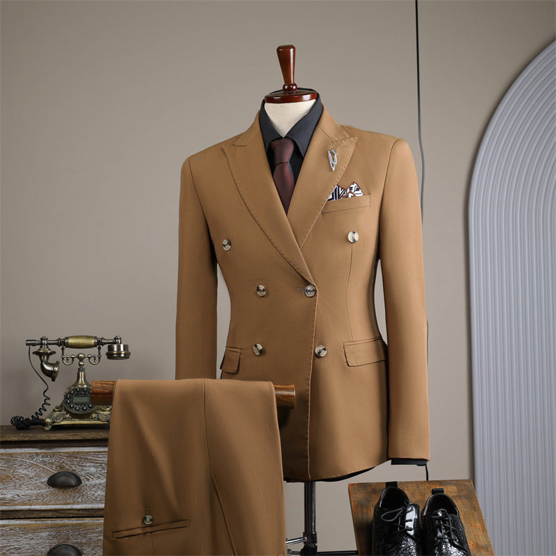 Double-Row Slim Fit Men's Business Suit