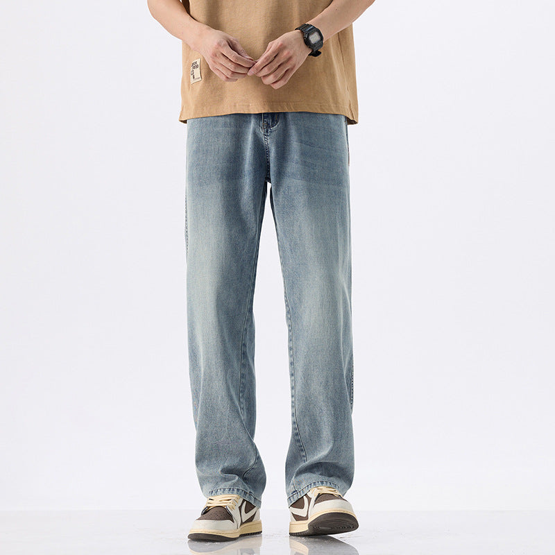 Men's Lyocell Loose Jeans - Cool Summer Fit, Wide Leg & Light Wash