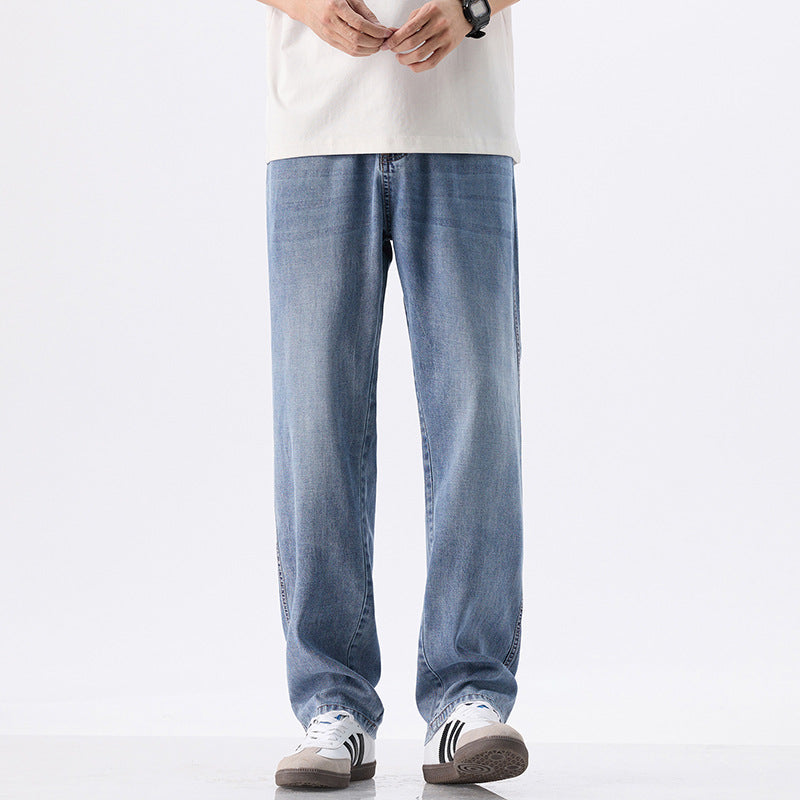 Men's Lyocell Loose Jeans - Cool Summer Fit, Wide Leg & Light Wash
