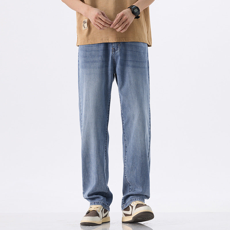 Men's Lyocell Loose Jeans - Cool Summer Fit, Wide Leg & Light Wash