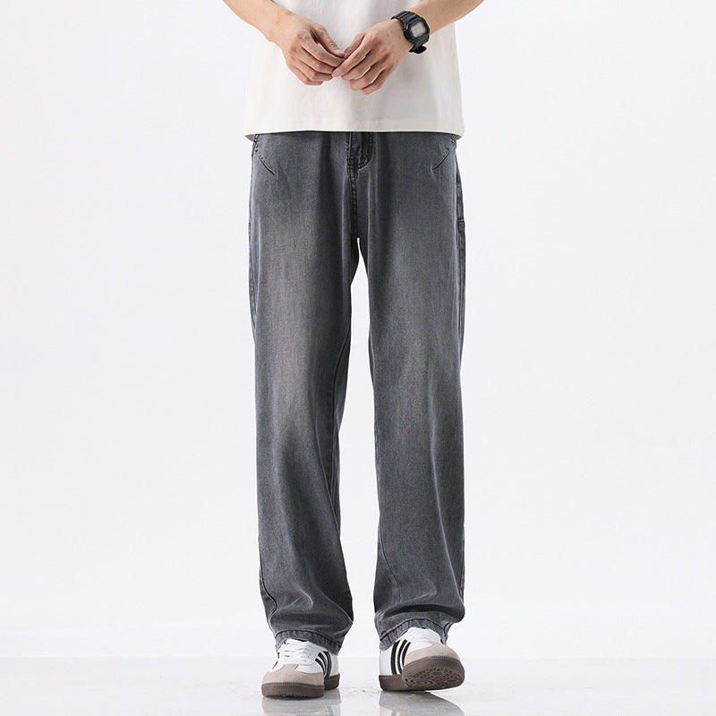Men's Lyocell Loose Jeans - Cool Summer Fit, Wide Leg & Light Wash