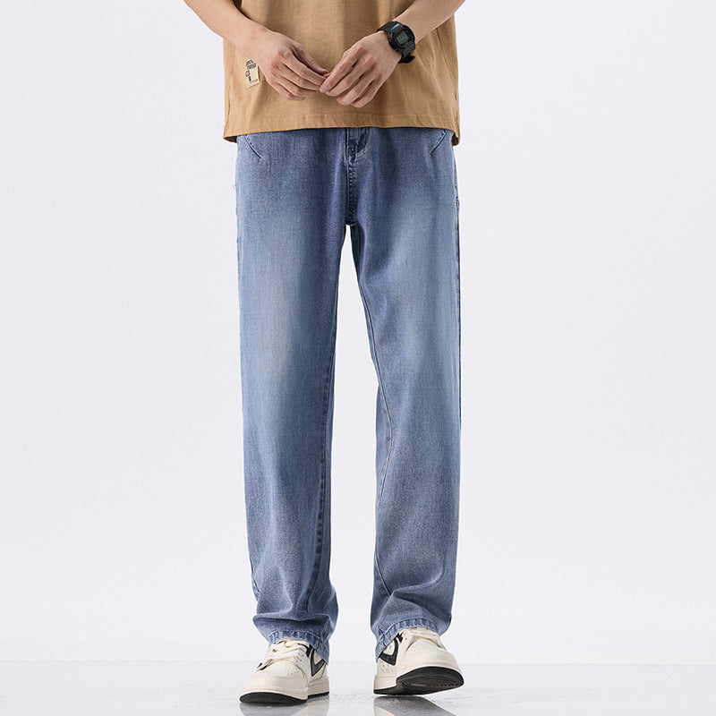 Men's Lyocell Loose Jeans - Cool Summer Fit, Wide Leg & Light Wash