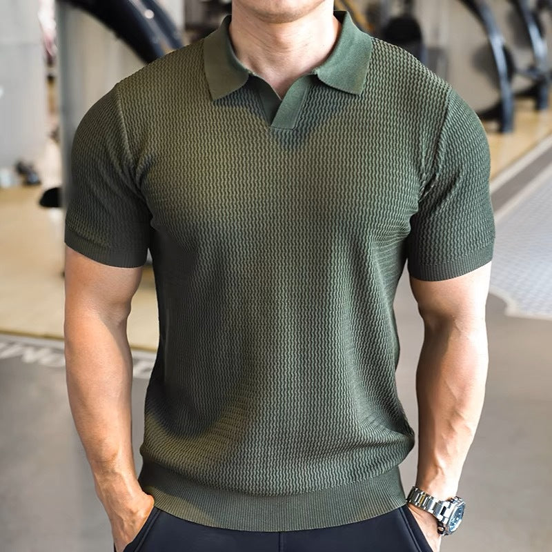 Knitted V-Neck Polo