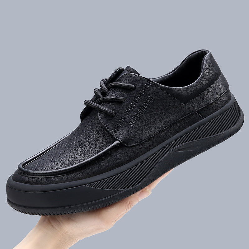 Perforated Leather Casual Loafers