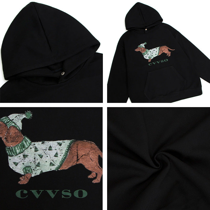 Dog-Printed Pullover Hoodie