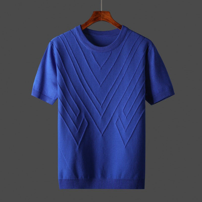 Textured Knit Short-Sleeve Sweater