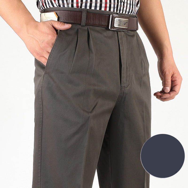 Pleated Cotton Comfort Trousers