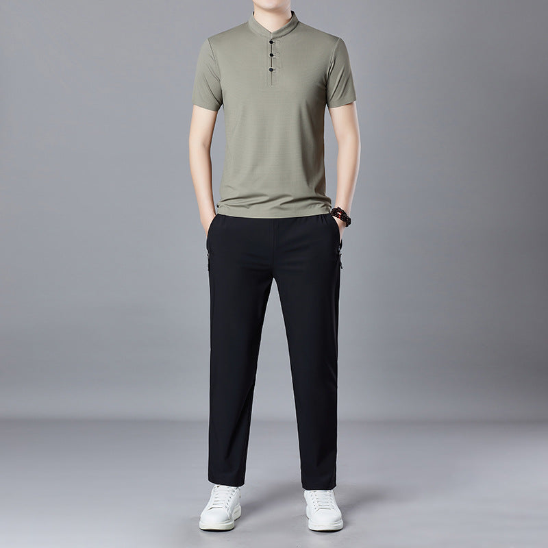 Stand-Collar Polo & Trouser Set