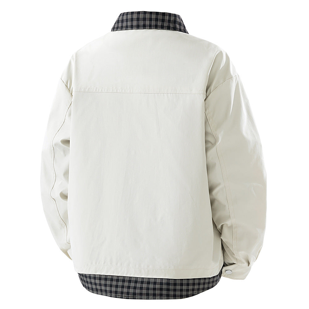 Plaid Collar Layered Jacket