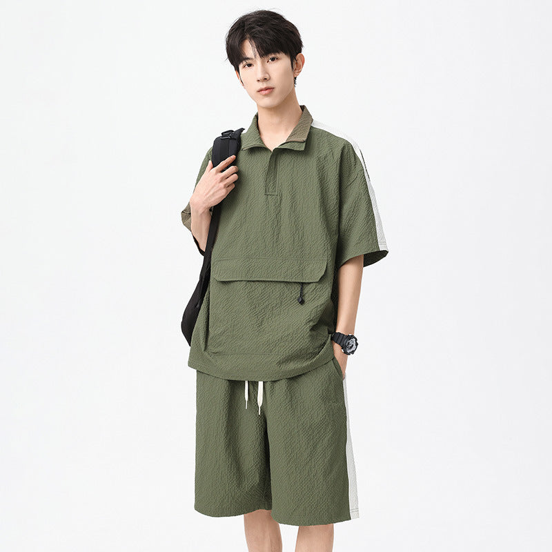 Casual Half-Zip Short Set