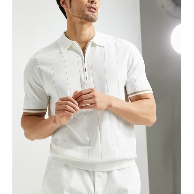 Knit Zip-Up Polo