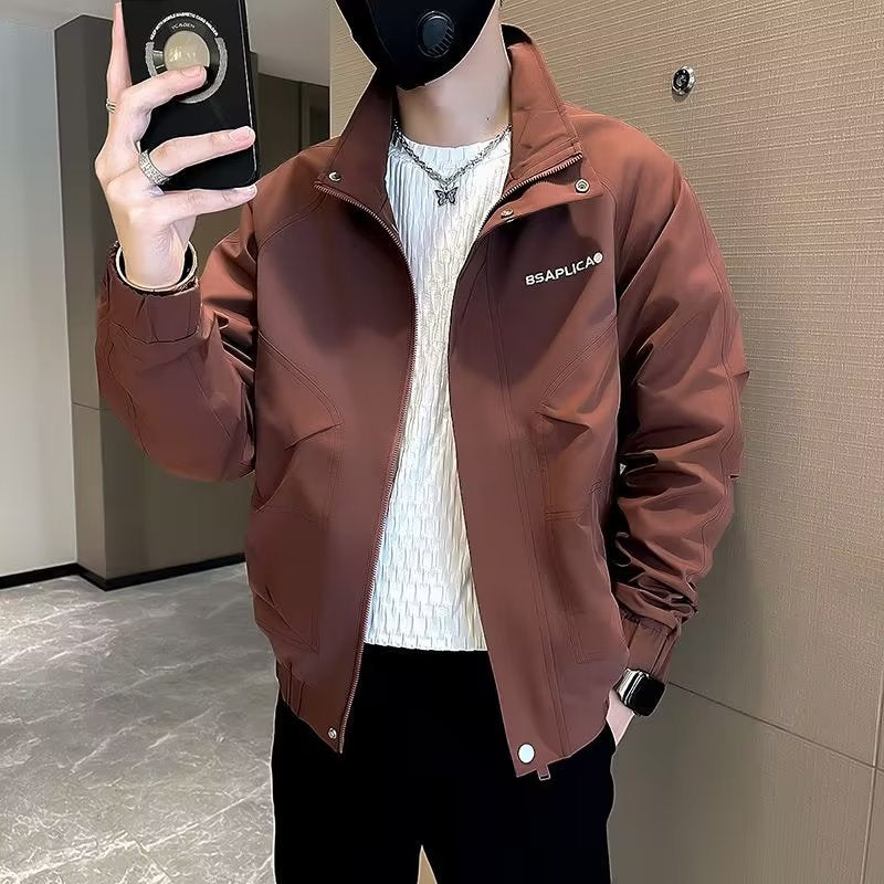 Embroidered stand-collar jacket