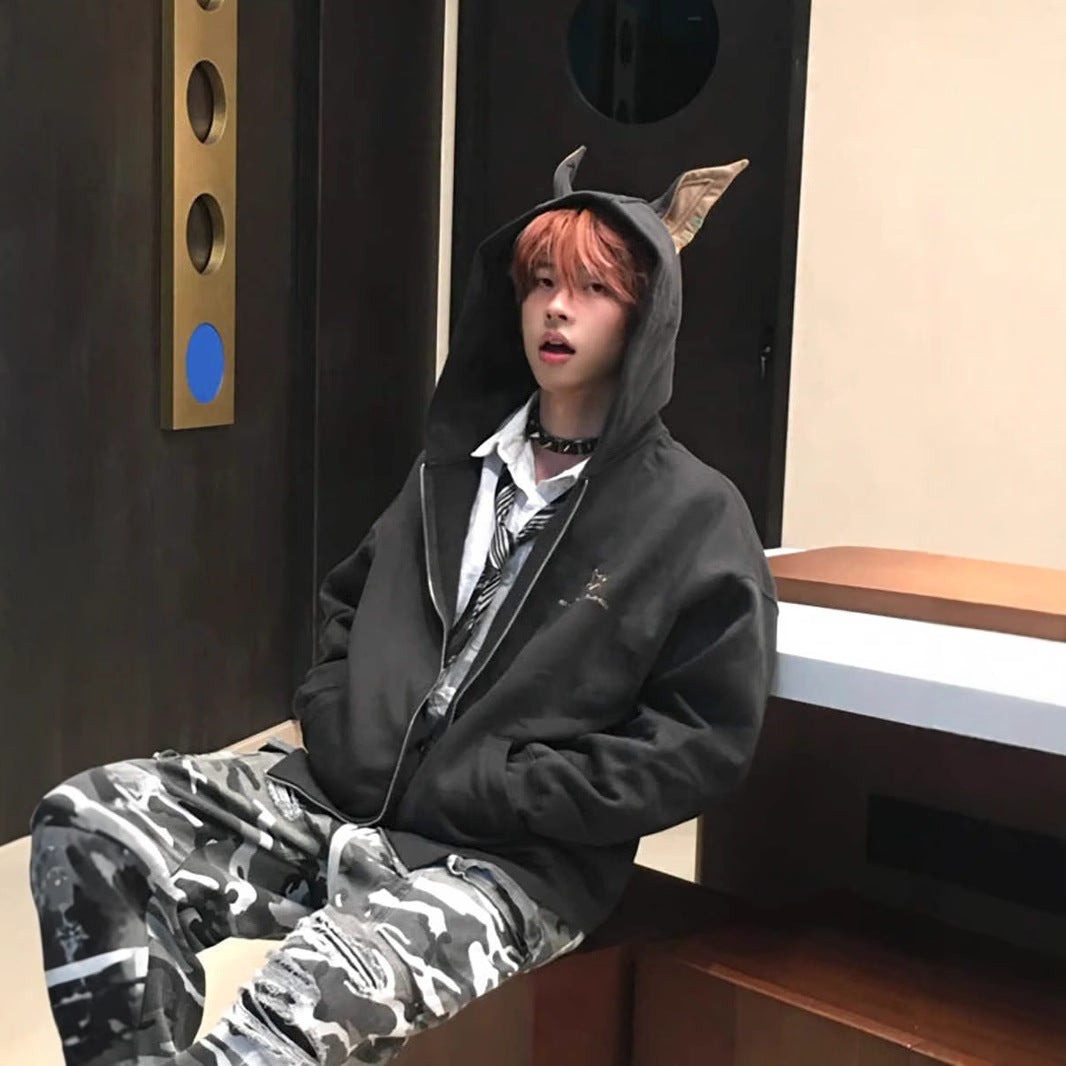 Dog Ear Zipper Hoodie
