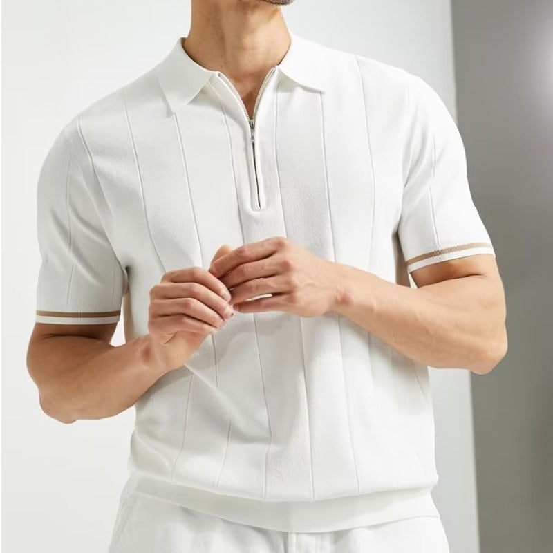 Knit Zip-Up Polo
