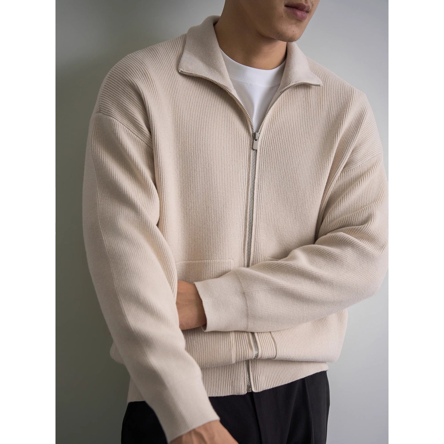 Zip-Up Knit Jacket