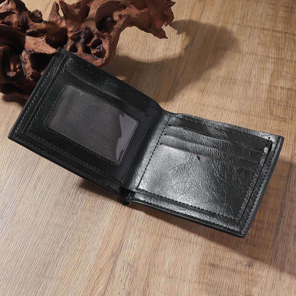 Men's Generous Dial Belt Quartz Watch Wallet Razor Belt Five Piece Black Gift Set