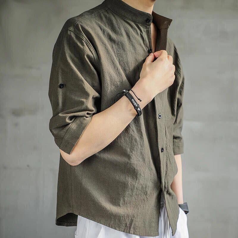 Men's Loose Fit Casual Linen-Cotton Shirt