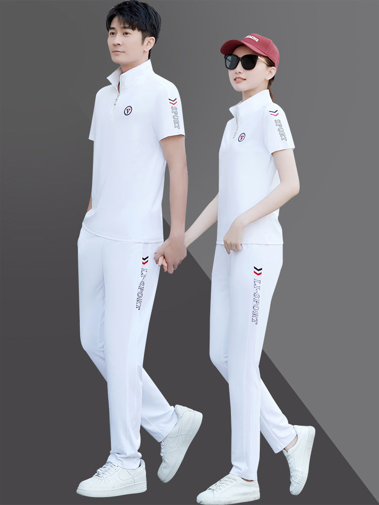 Sport-Stripe Zip Polo Set