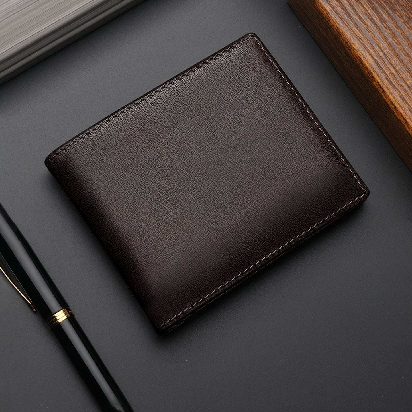 Hot Selling Business Simple Leather Wallet Wallet Men's Multi-Card Spot RFID Anti-theft Brush Short Tri-Fold Men's Wallet