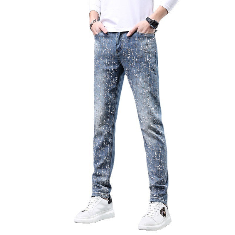 Stamped Slim-Fit Trousers