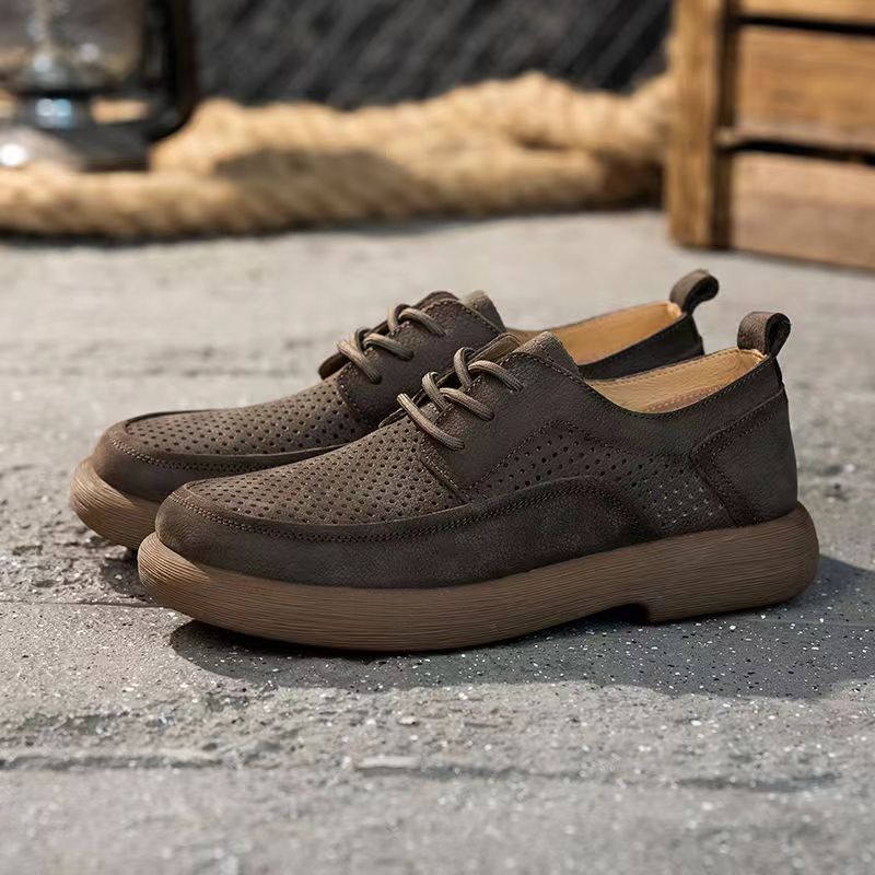 Perforated Leather Casual Shoes
