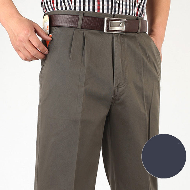 Pleated Cotton Comfort Trousers