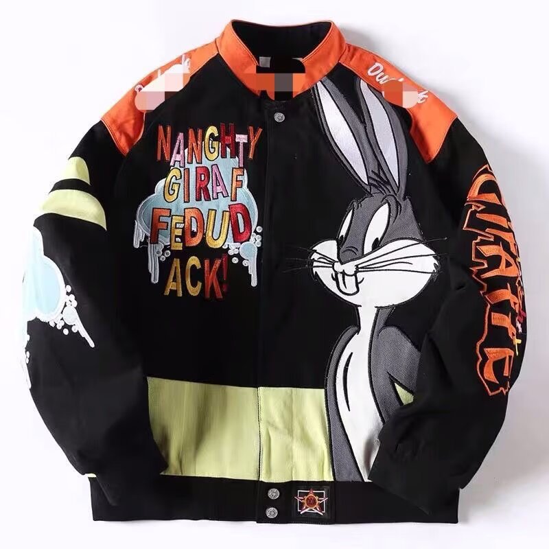 Cartoon Embroidered Varsity Jacket