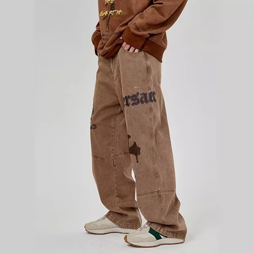 Retro Cross-Patch Baggy Jeans