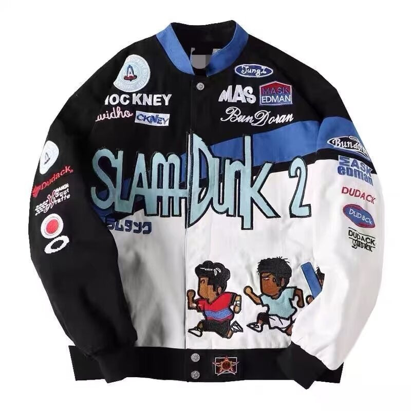 Cartoon Embroidered Varsity Jacket