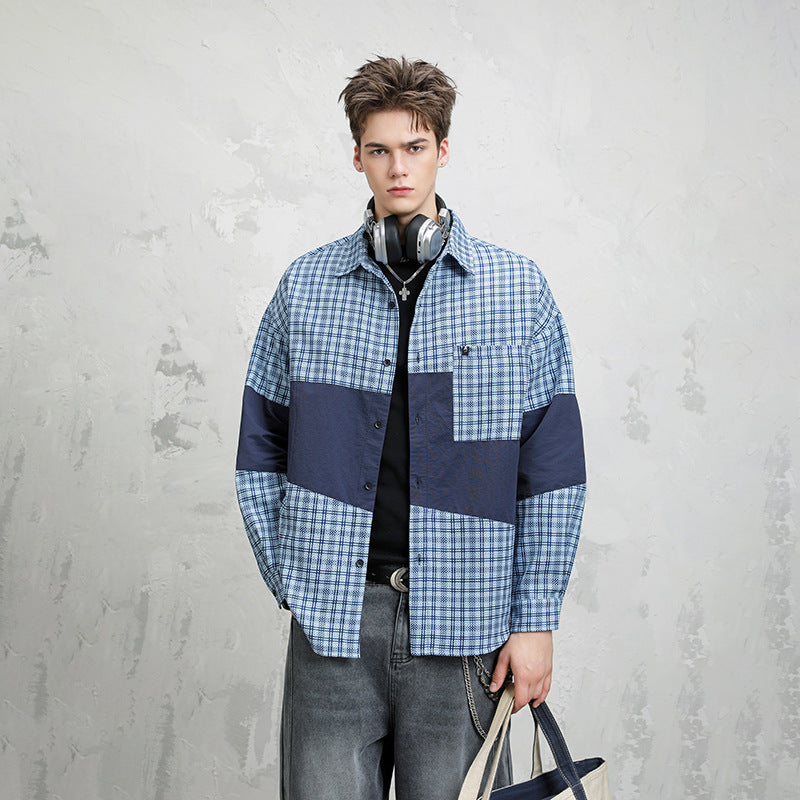 Retro Plaid Patchwork Shirt-Jacket