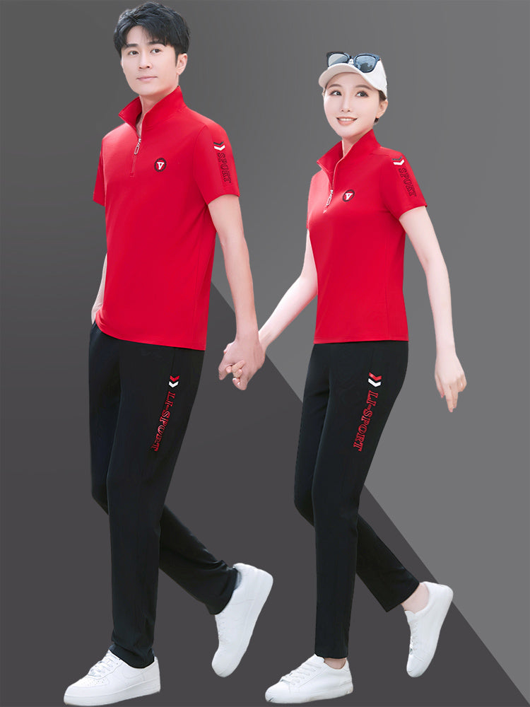 Sport-Stripe Zip Polo Set