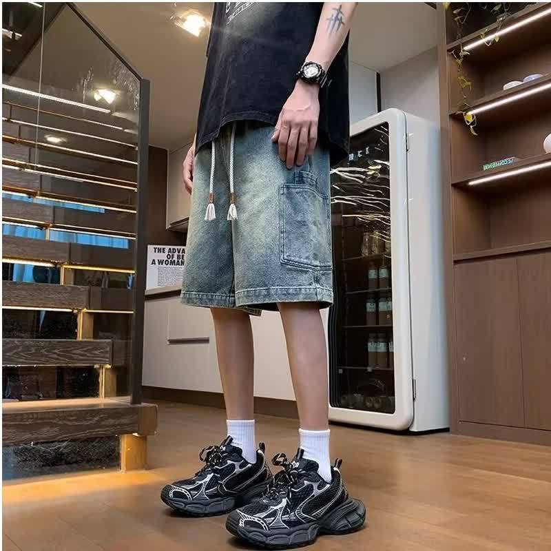 Loose-fit Denim Cargo Shorts