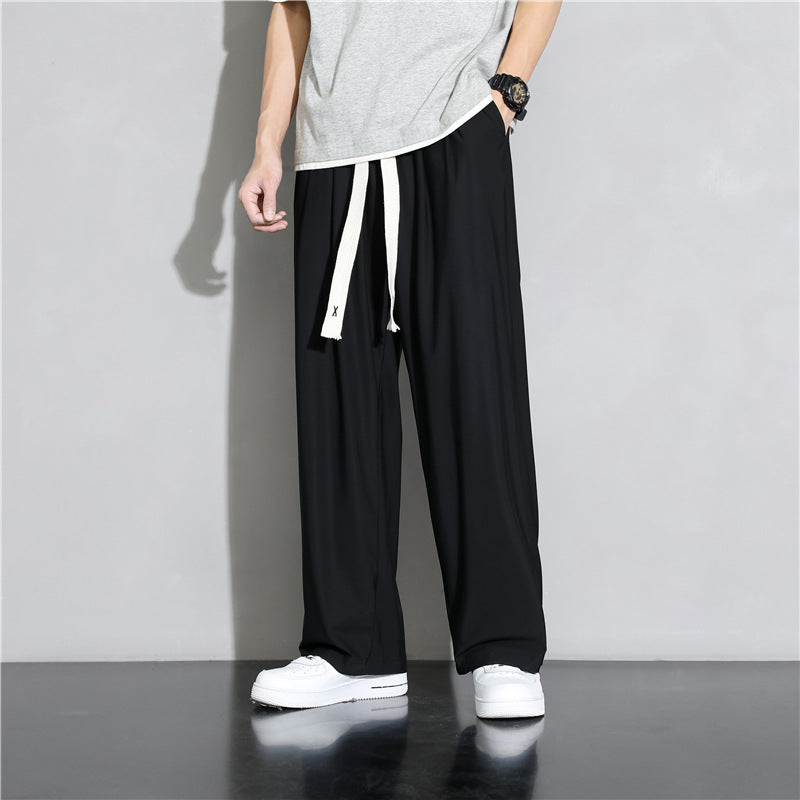 Silk casual loose plus size wide leg pants
