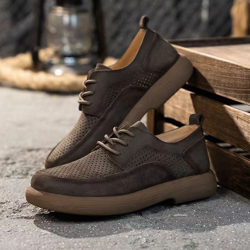 Perforated Leather Casual Shoes