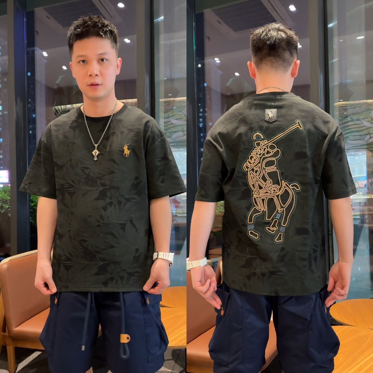Embroidered Polo Club Graphic T-shirt