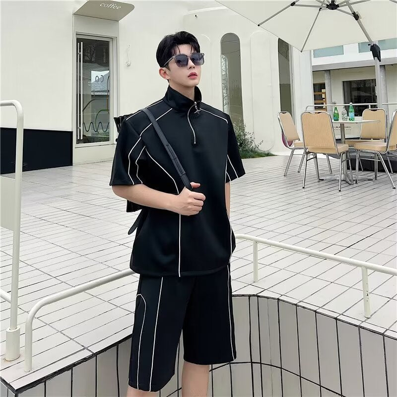 Relaxed Fit Half-Zip Two-Piece Set