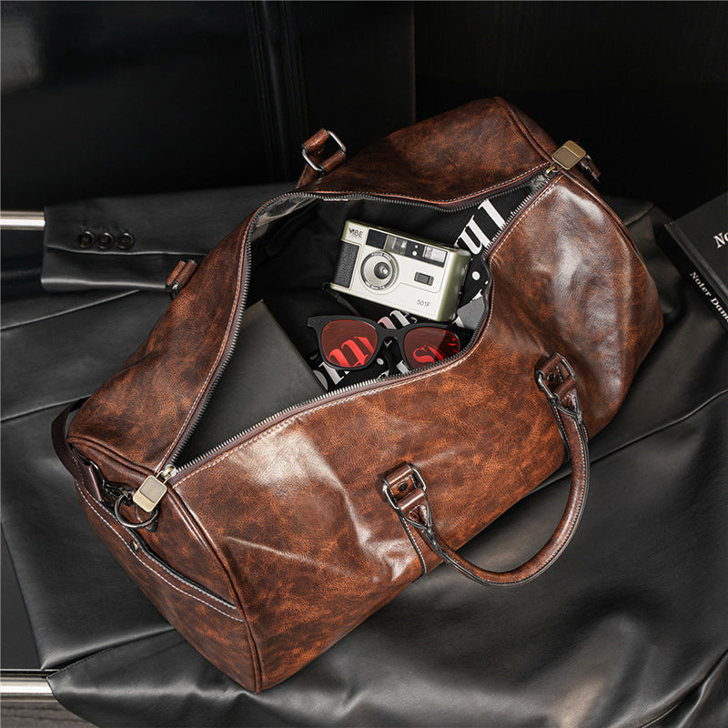 Large capacity retro travel bag Korean version men's bag casual handbag fitness bag travel bag wholesale men's bag trendy bag