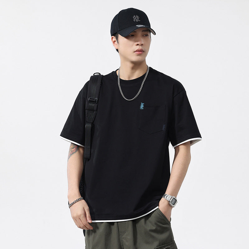 Heavyweight Washed Patchwork Pocket T-Shirt