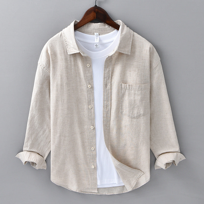 Men's Linen-Blend Button-Down Shirt