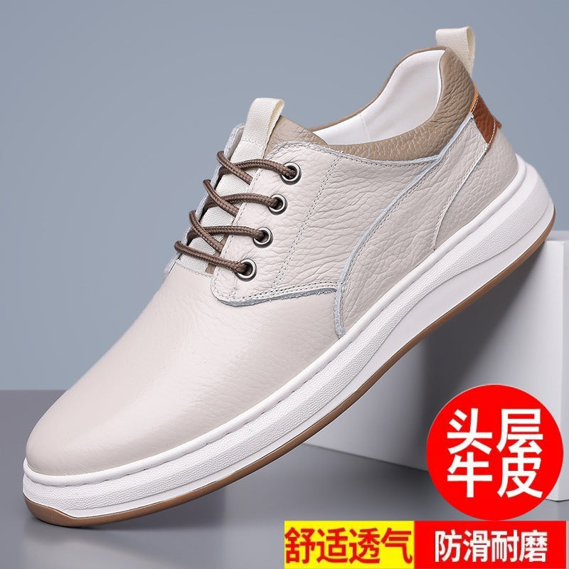 Men's Leather Breathable Casual Leather Shoes Men's Handmade Online Versatile Board Shoes Men's 2528