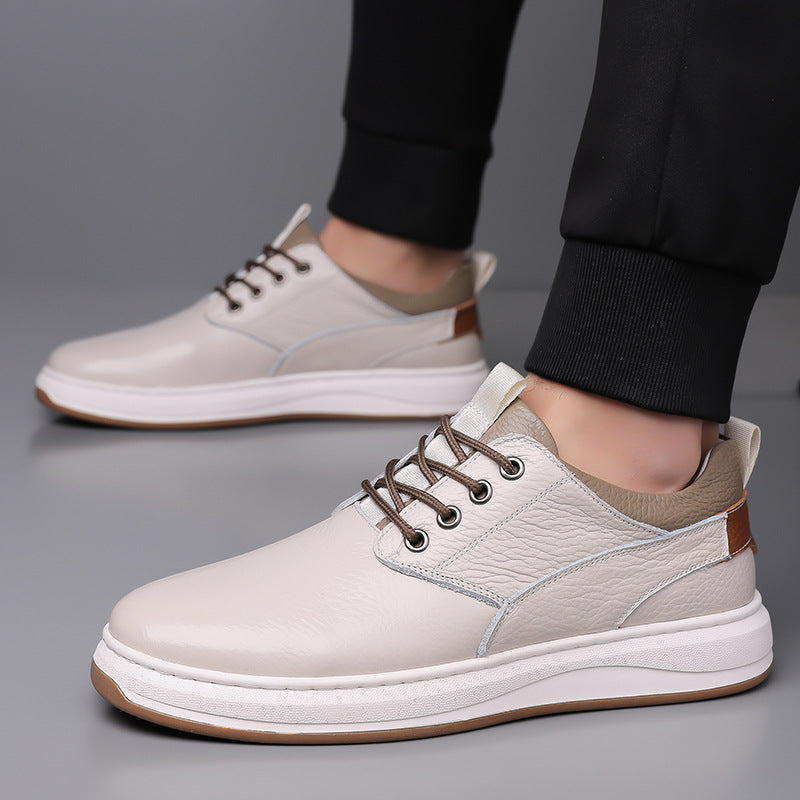 Men's Leather Breathable Casual Leather Shoes Men's Handmade Online Versatile Board Shoes Men's 2528