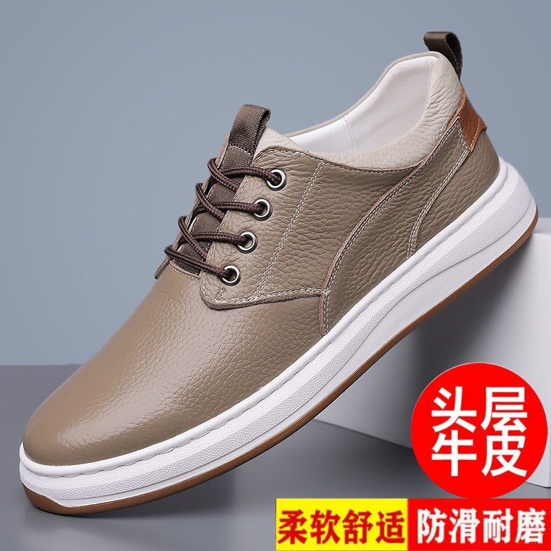 Men's Leather Breathable Casual Leather Shoes Men's Handmade Online Versatile Board Shoes Men's 2528
