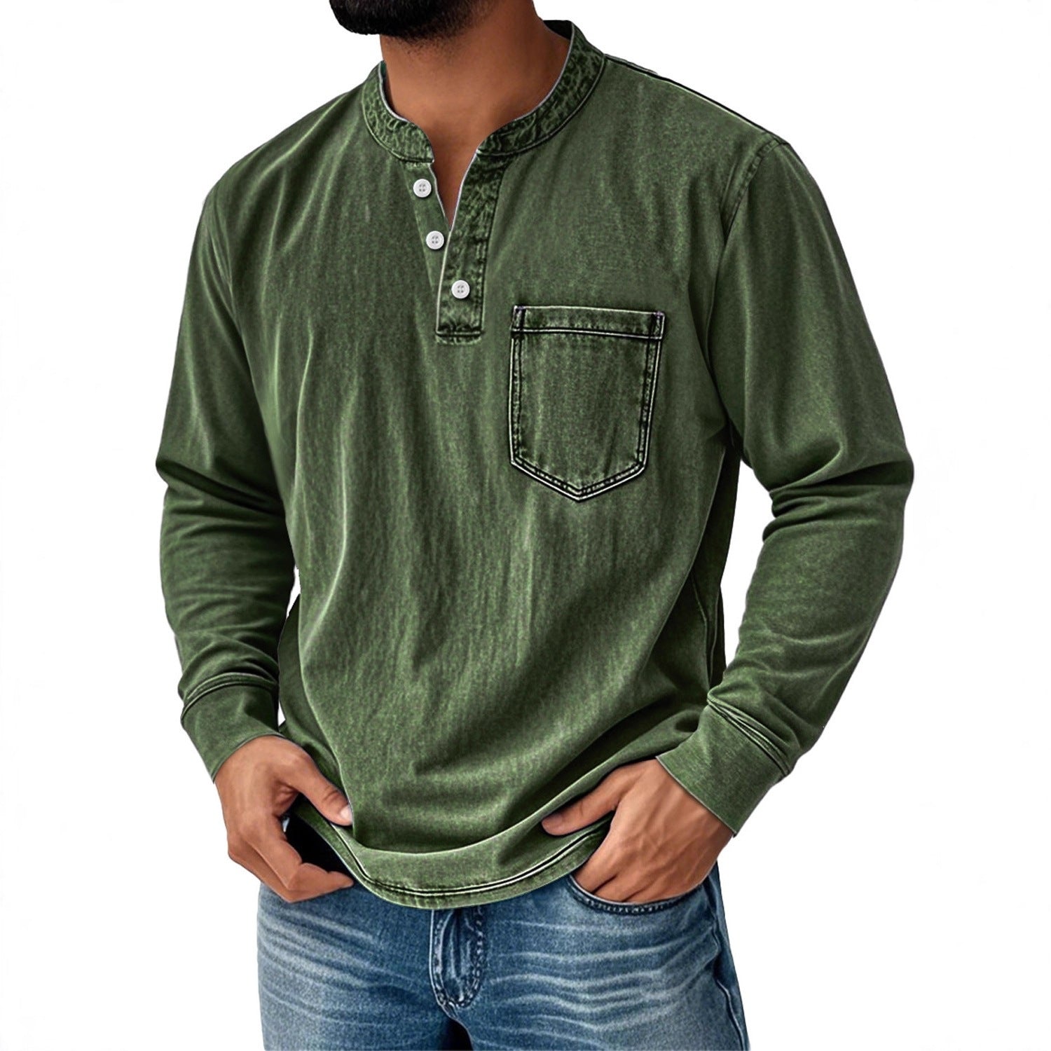 Three-Button Long Sleeve polo shirt