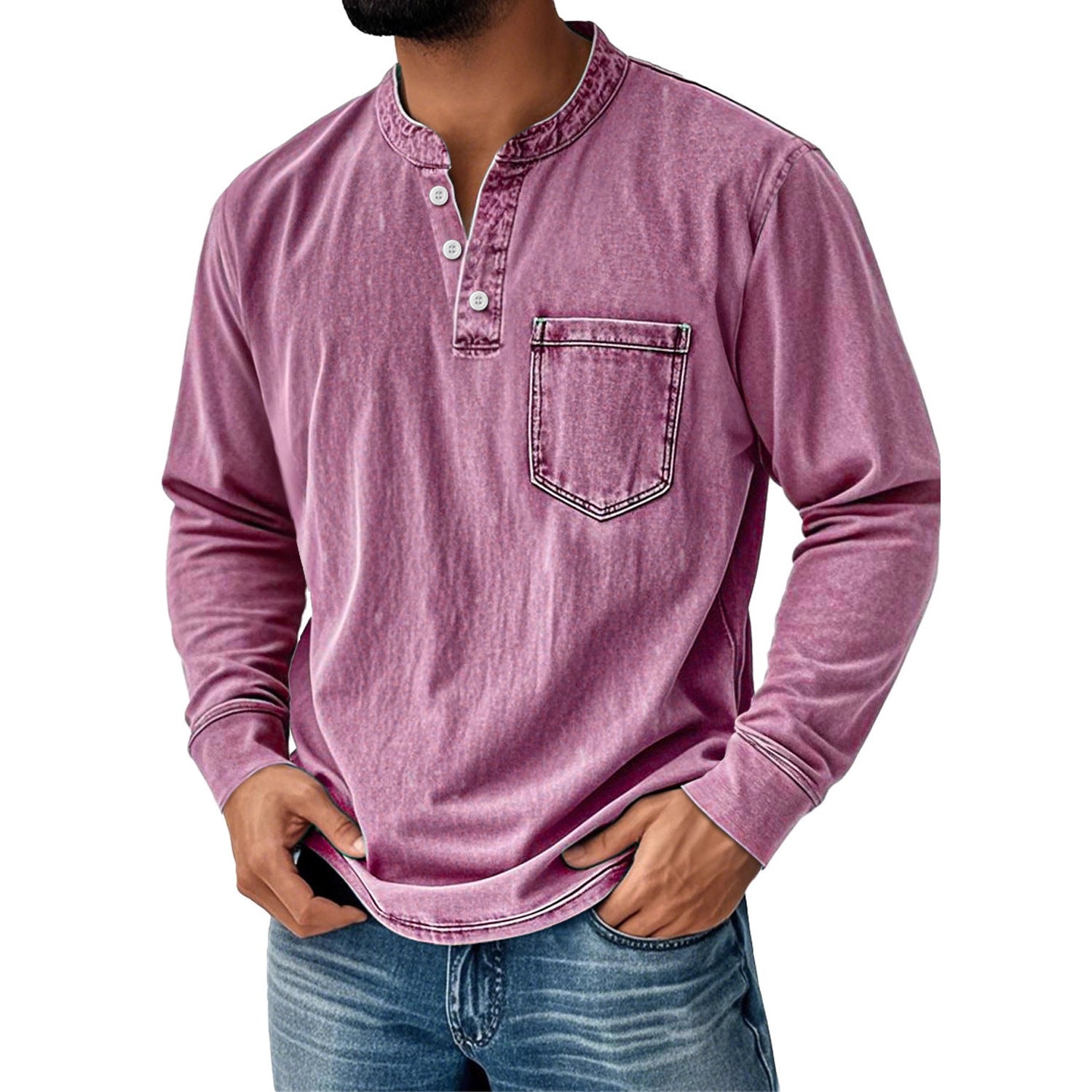 Three-Button Long Sleeve polo shirt